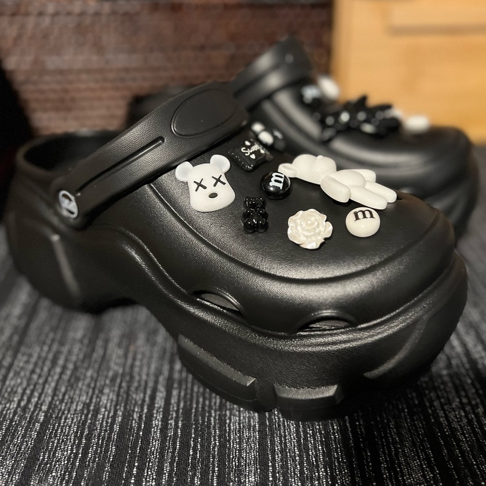 COPY - Platform crocs inspired shoes ( not crocs) size 8 with jibbitz included!